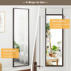 42.5 x 14 Inch Full Length Metal Door Mirror with Adjustable Hook