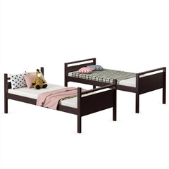 Twin Over Twin Bunk Bed with Ladder and Guard Rail