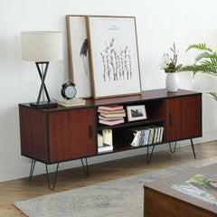 59 Inch Retro TV Stand for TVs up to 65 Inch with 6 Metal Legs