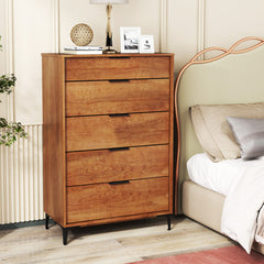 5-Drawer Dresser with Interlock System for Bedroom Living Room