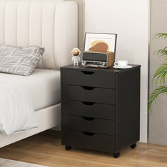 5 Drawer Mobile File Cabinet with Wheels for Living Room