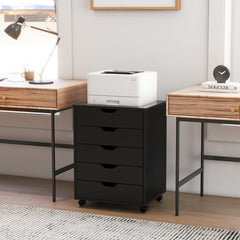 5 Drawer Mobile File Cabinet with Wheels for Living Room