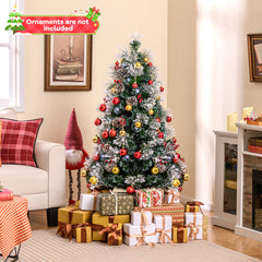 5/6/7 FT Flocked Christmas Tree with 8 Lighting Modes