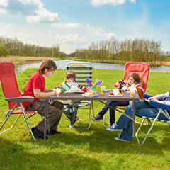 5FT Folding Picnic Table with Rattan Grain HDPE Tabletop and Sturdy Metal Fame