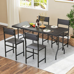 5FT Folding Picnic Table with Wood Grain HDPE Tabletop and Non-slip Foot Pads