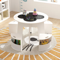 5 PCS Kids Table and Chair Set with Storage Stools for Activity