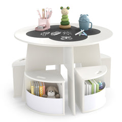 5 PCS Kids Table and Chair Set with Storage Stools for Activity