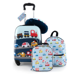 5 Piece Kids Luggage Set with Backpack, Neck Pillow, Name Tag, Lunch Bag