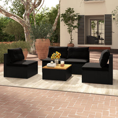 5 Piece Outdoor Furniture Set with Solid Tabletop and Soft Cushions