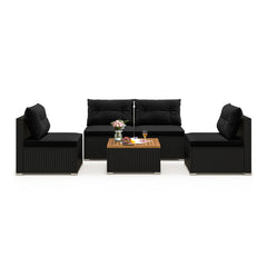5 Piece Outdoor Furniture Set with Solid Tabletop and Soft Cushions