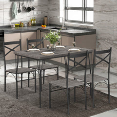 5 Pieces Dining Table Set with Metal Frame for Kitchen Dining Room