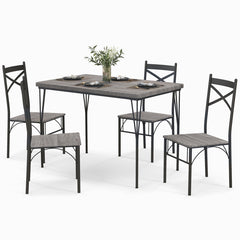 5 Pieces Dining Table Set with Metal Frame for Kitchen Dining Room
