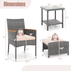 5 Pieces Patio Conversation Set with Soft Cushions and Ottomans