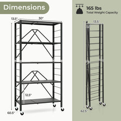 5-Tier Foldable Storage Shelf with Wheels