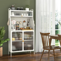 5-Tier Metal Baker's Rack with See-through Flip-up Door and Pegboard