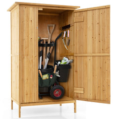 5 脳 3 Feet Outdoor Storage Cabinet with Asphalt Roof and 3 Shelves