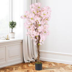 5 FT Tall Artificial Cherry Blossom Tree with Pink Flowers