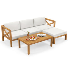 5 Piece Outdoor Conversation Furniture Set with 3 Chairs 1 Ottoman and 1 Coffee Table