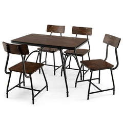 5 Piece Rectangular Dining Table Set with Metal Frame
