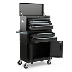 6-Drawer Rolling Tool Storage Chest Cabinet with Universal Wheels and Hooks