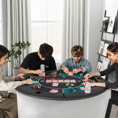 Portable 48 Inch 6-Player Foldable Poker Table Top Round Game Mat
