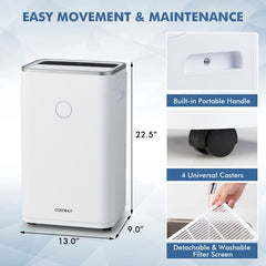60-Pint Dehumidifier with 3-Color Digital Display for Home 4000 Sq. Ft