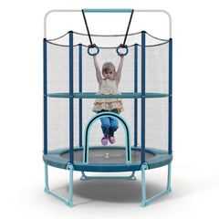 60 Inch Trampoline with Gymnastic Bar and Rings for Kids