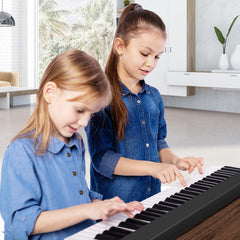61-Key Folding Piano Keyboard with Full Size Keys and Music Stand
