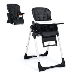 4-in-1 High Chair–Booster Seat with Adjustable Height and Recline In Black