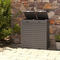 62 Gallon Outdoor Trash Can Waterproof Double Bin with Tiered Lid and Drip Tray