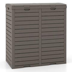 62 Gallon Outdoor Trash Can Waterproof Double Bin with Tiered Lid and Drip Tray