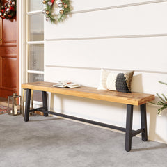 63 Inch 3-Person Acacia Patio Wood Outdoor Backless Bench