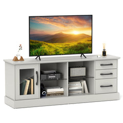 63 Inches Media Console Table with 3 Drawers and 2 Glass Shelves