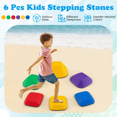 6 Pieces Kids Stepping Stone Square Balance Blocks Indoor Outdoor