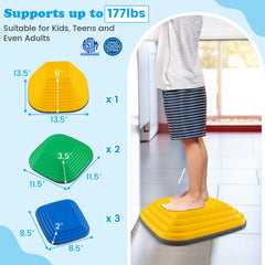 6 Pieces Kids Stepping Stone Square Balance Blocks Indoor Outdoor