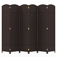 6-Panel Room Divider 5.6 FT Tall Folding Privacy Screen with Hand-woven Texture