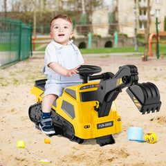 6V Ride on Tractor 3-in-1 Electric Excavator with Adjustable Arms and Music