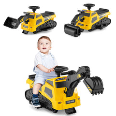 6V Ride on Tractor 3-in-1 Electric Excavator with Adjustable Arms and Music