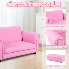 Kid's Double Couch Lounge sofa with Ottoman