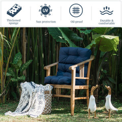 Tufted Patio High Back Chair Cushion with Non-Slip String Ties