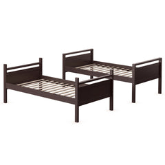 Twin Over Twin Bunk Bed with Ladder and Guard Rail