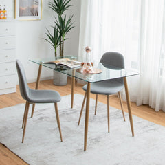 Glass Rectangular Dining Table with Metal Legs