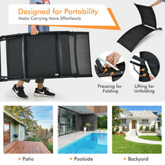 2 Pieces Patio Folding and Stackable Chaise Lounge Chair with 5-Position Adjustment