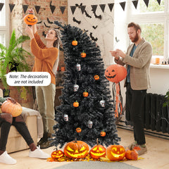 6/7 FT Artificial Christmas Tree with Bendable Top Section and Warm Light