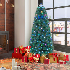 5/6/7 FT Pre-Lit Fiber Optic Christmas Tree with 148/185/226 Multi-Color LED Lights and Top Star Light