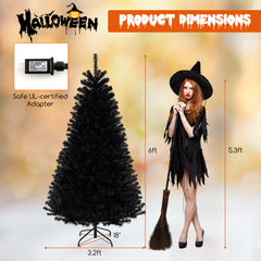 6/7/8 Feet Artificial Christmas Tree with 6 Lighting Modes and Spooky Sounds