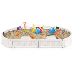 6 Feet Kids Oval Sandbox with Built-in Corner Seat and Bottom Liner