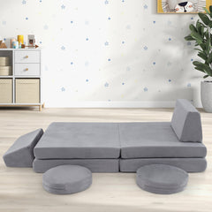 6 Pieces Modular Kids Play Couch Set with Washable Covers for Living Room Playroom