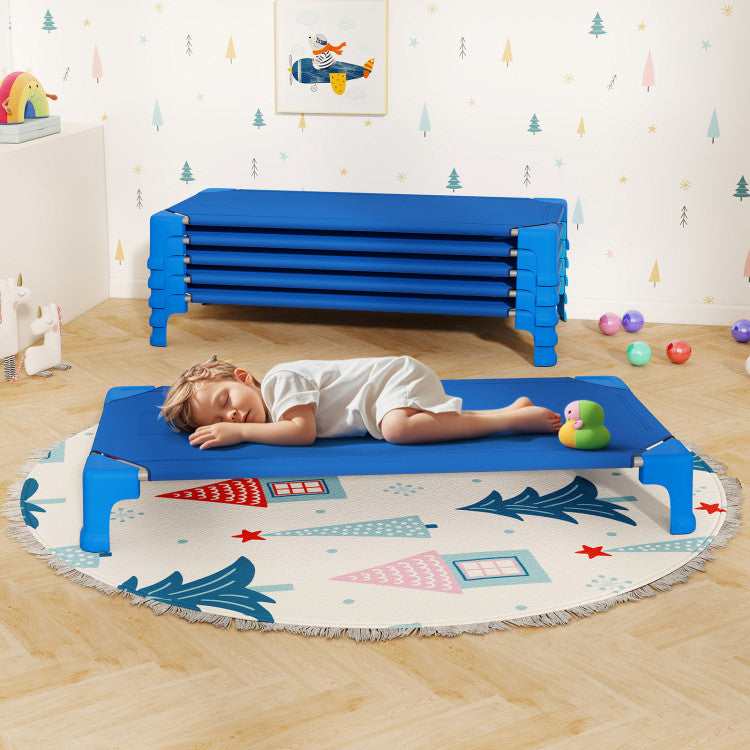 Stackable Sleeping Cott Portable 6 Pack Stackable Daycare Cots Sleeping Bed for Kids 53 Inch ...