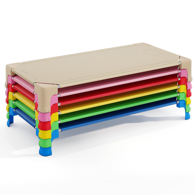 Stackable Sleeping Cott Portable 6 Pack Stackable Daycare Cots Sleeping Bed for Kids 53 Inch ...